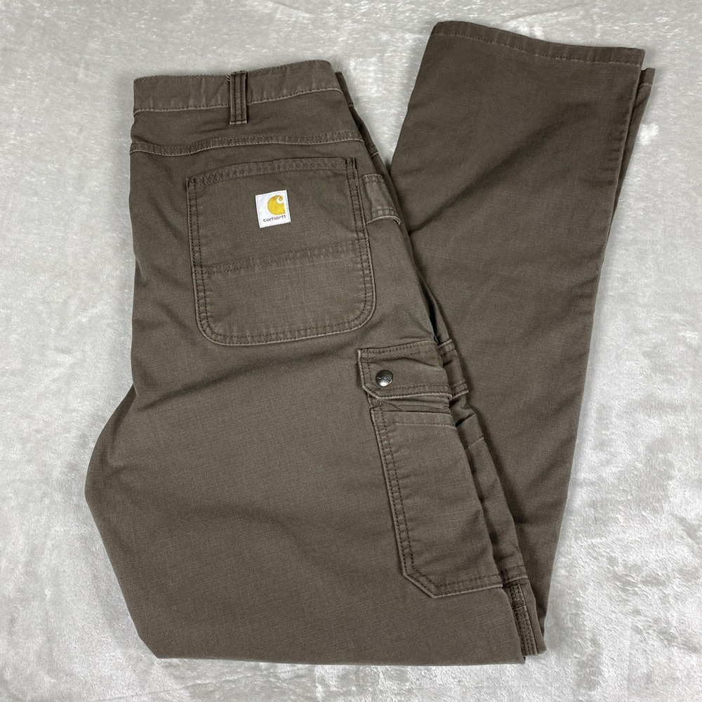 Carhartt Men's 105461 Double Knee Ripstop Cargo Work Pants Brown 36x36 Relaxed
